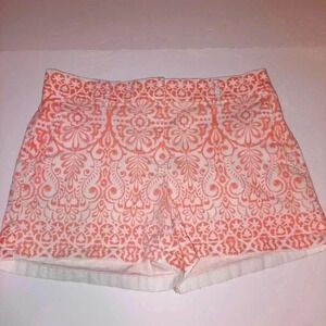 Elle Peach Floral Print Women’s Stretch Cotton Chino Shorts Size 4